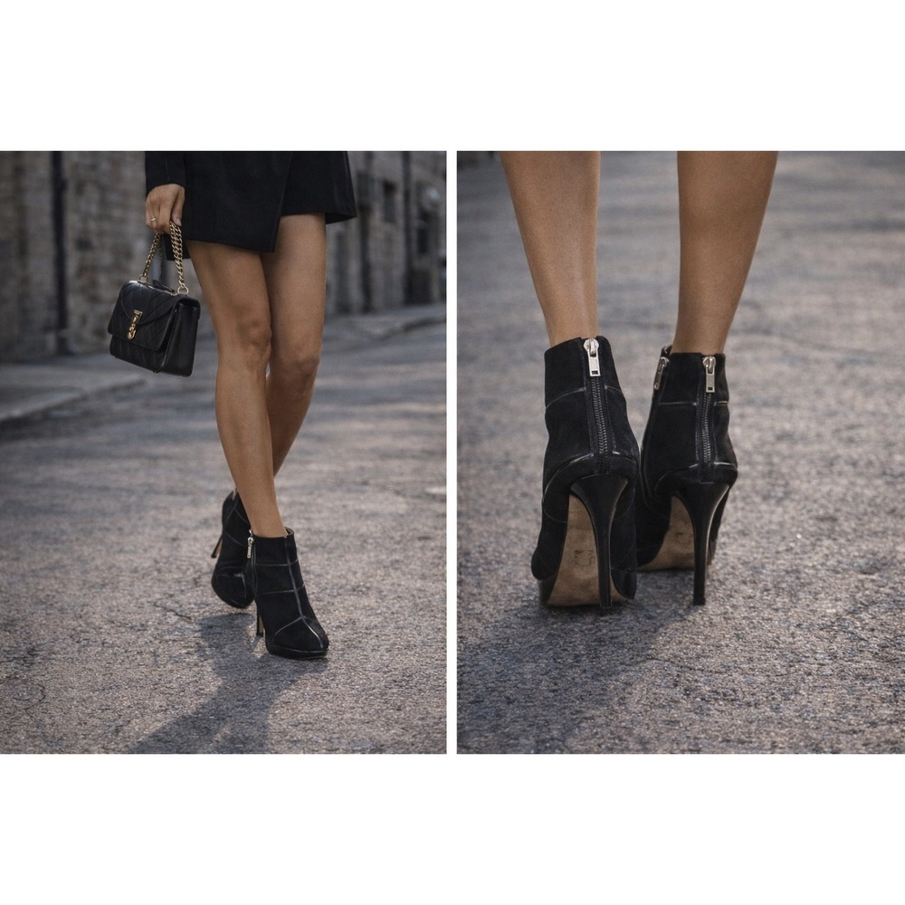 Christian Dior Suede Ankle Boots Womens 9 IT 39 Black Platform Stiletto Zip
